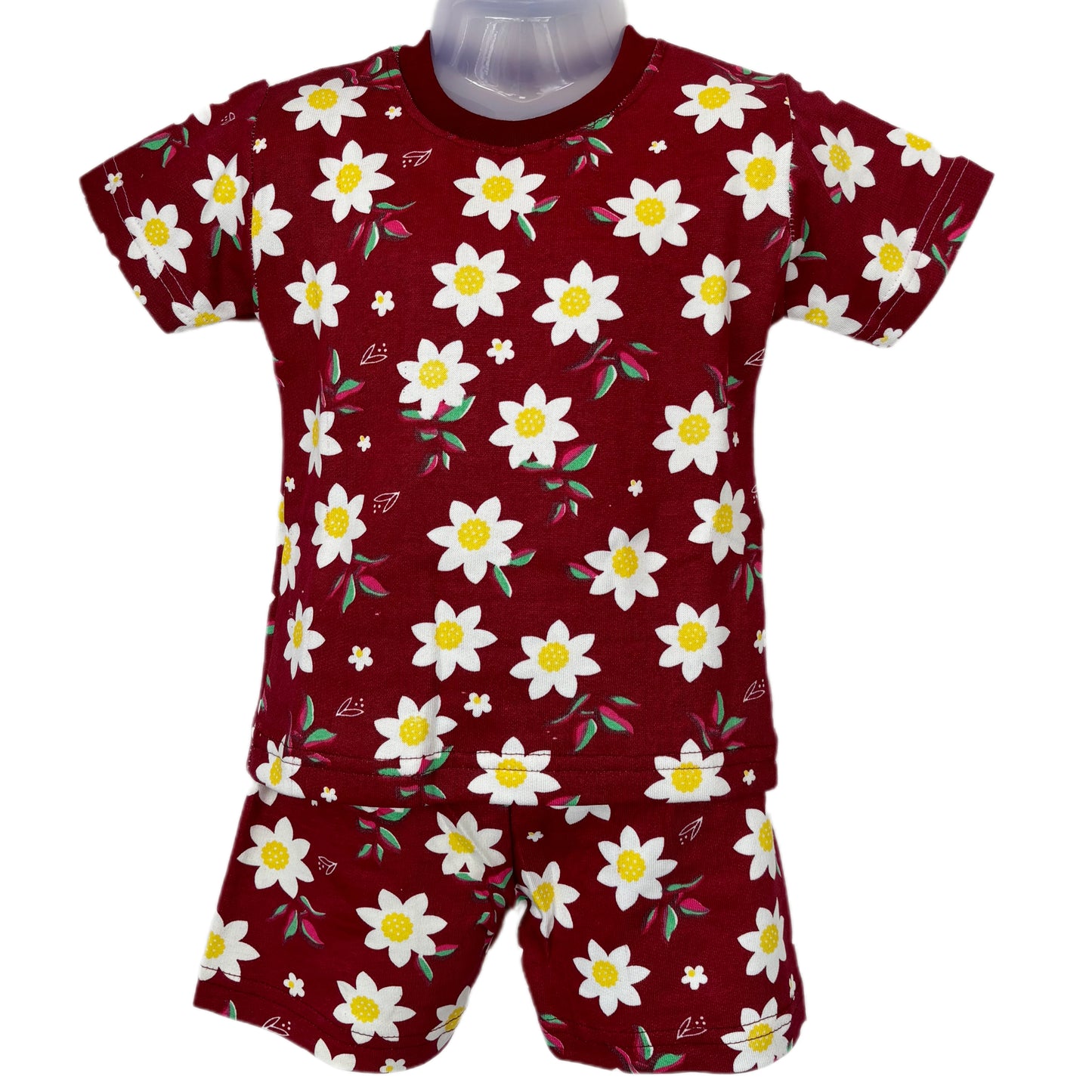 Maroon floral Tshirt Shorts Coord set
