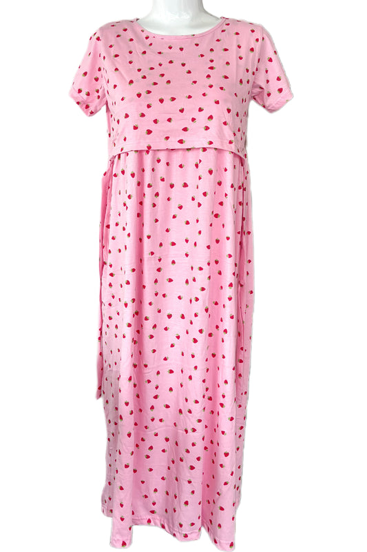 Pink Strawberry Maternity & Feeding maxi