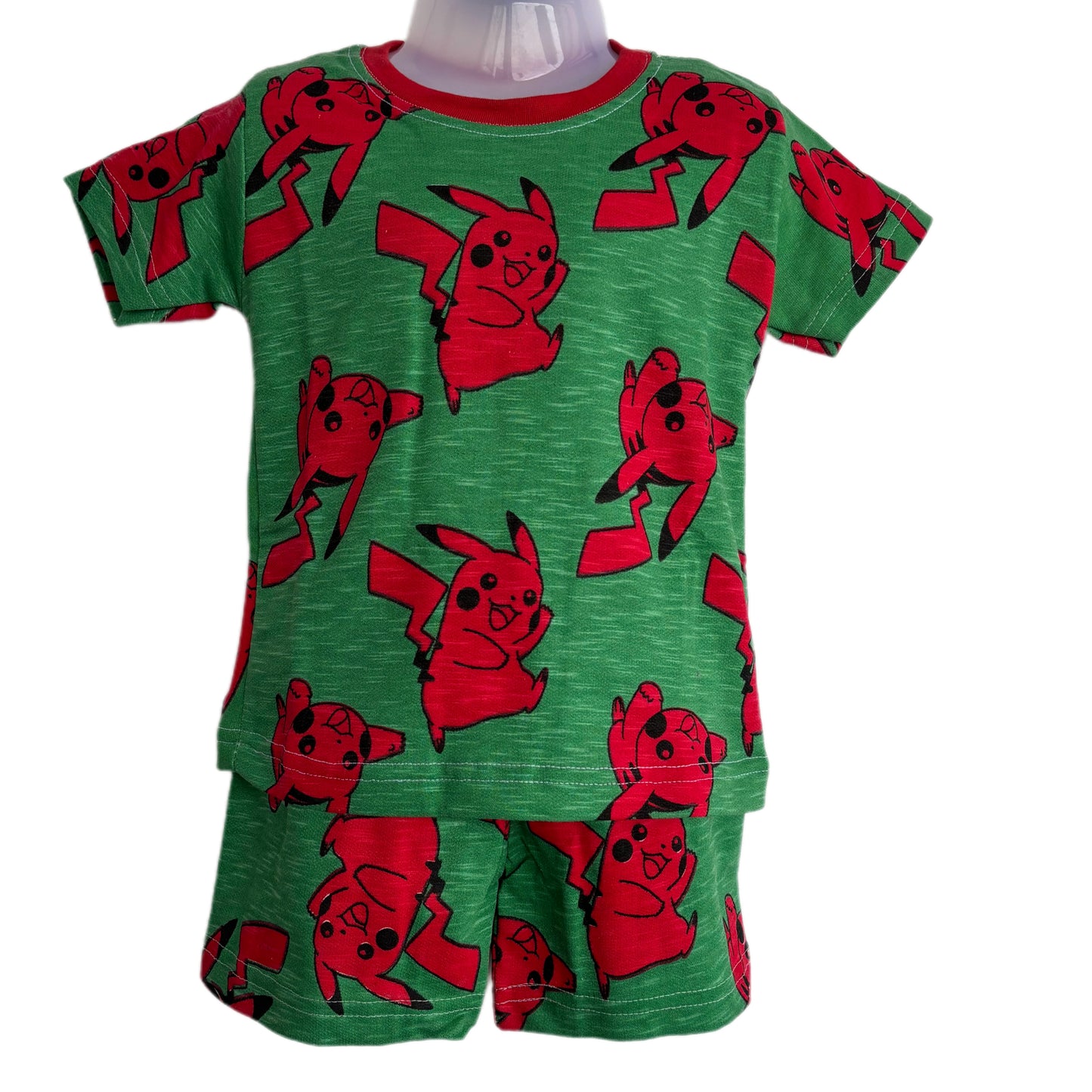 Red Pikachu Tshirt Shorts Coord set