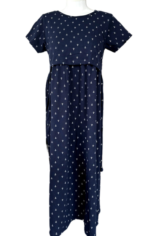 Navy Anchor Maternity & Feeding maxi