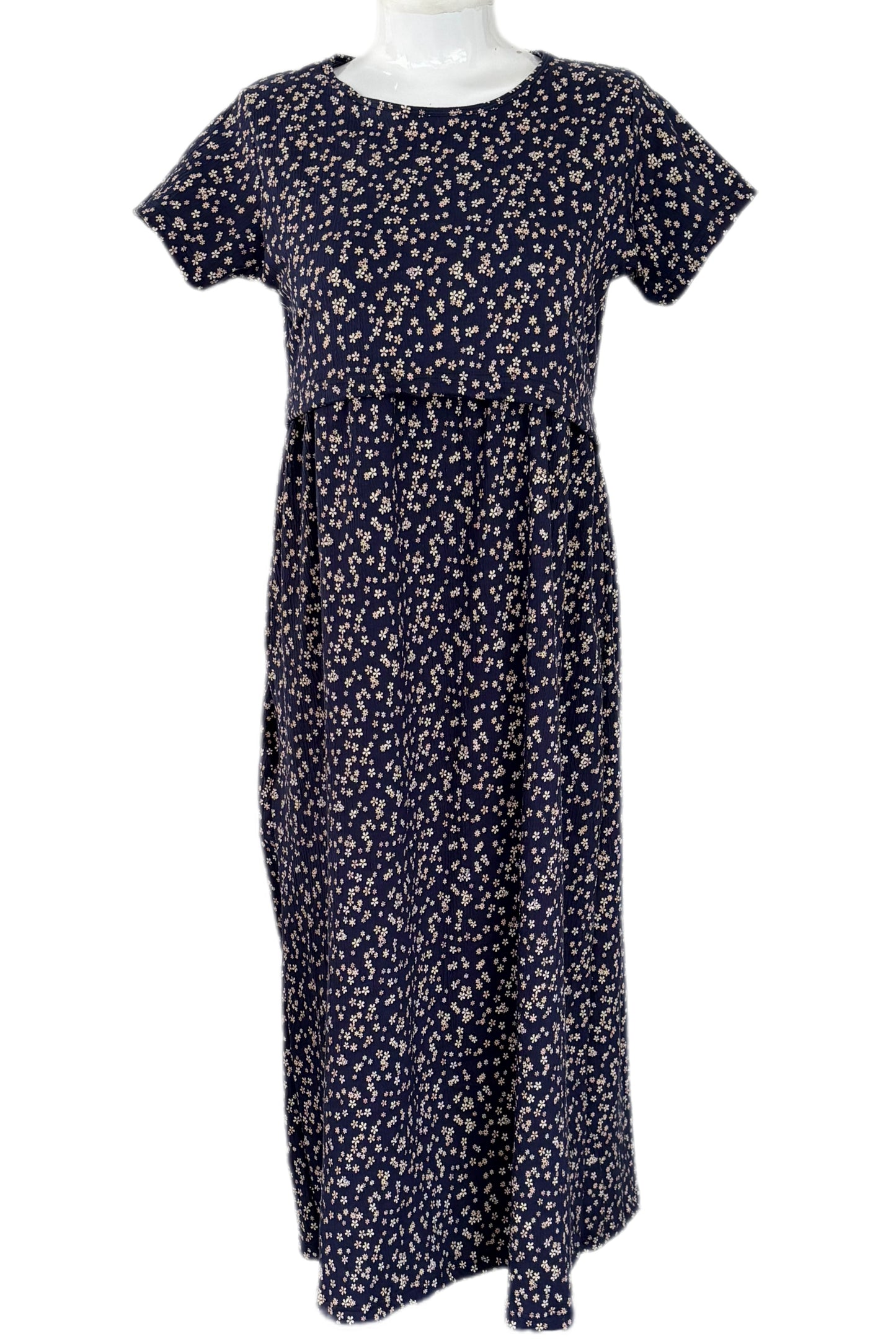 Dark Navy Flowers Maternity & Feeding maxi