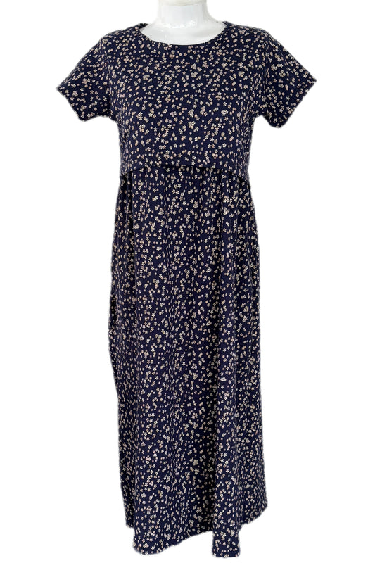 Dark Navy Flowers Maternity & Feeding maxis