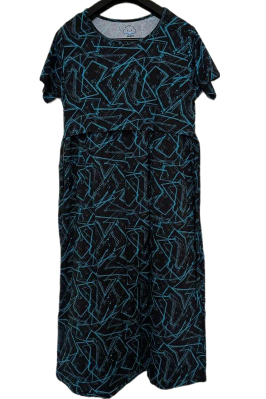 Black Retro Maternity & Feeding maxi