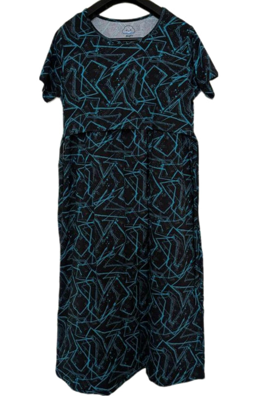 Black Retro Maternity & Feeding maxi