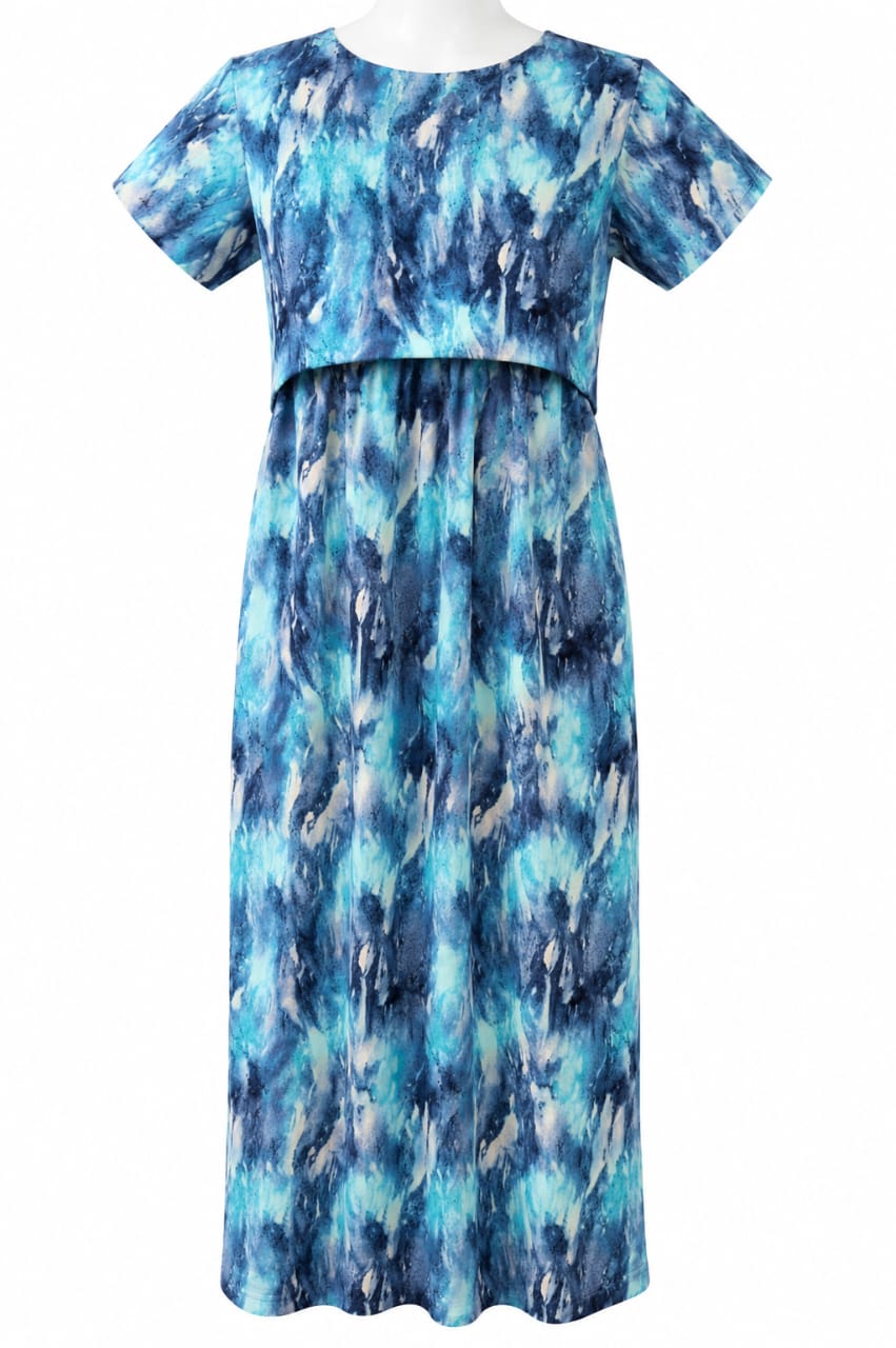 Sky Blue Tie Dye Maternity & Feeding maxi