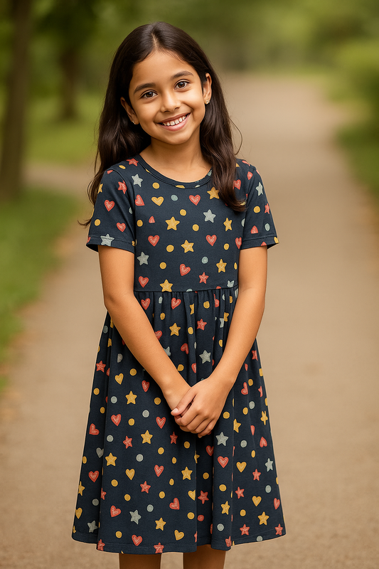 Navy star casual frock
