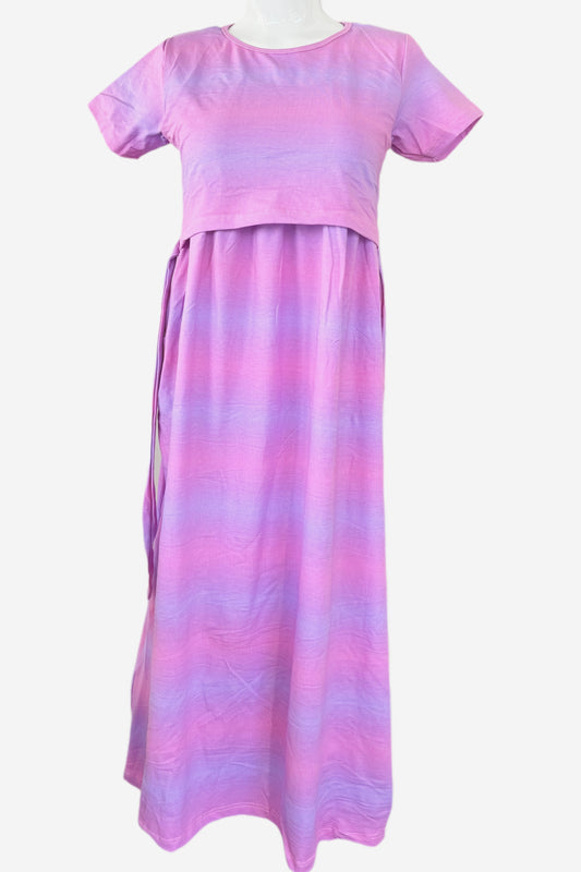 Purple stripes Maternity & Feeding maxi