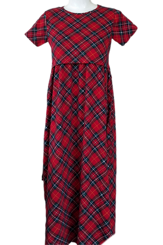 Red checked Maternity & Feeding maxi