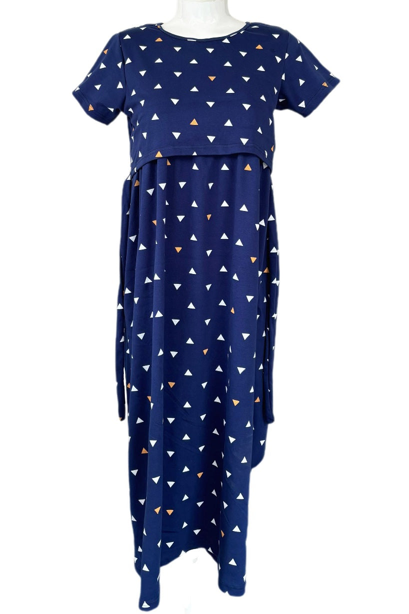 Navy triangle Maternity & Feeding maxi