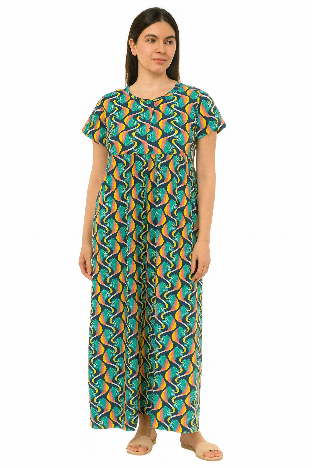 Green Feather Casual Maxi