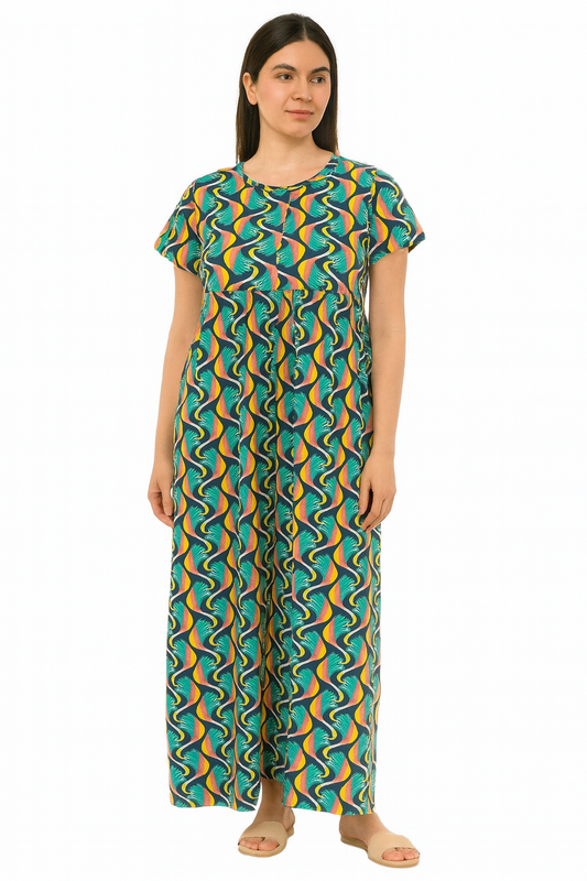 Green Feather Casual Maxi