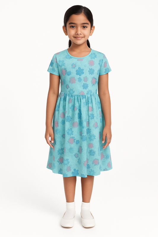 Sky blue floral Casual gown