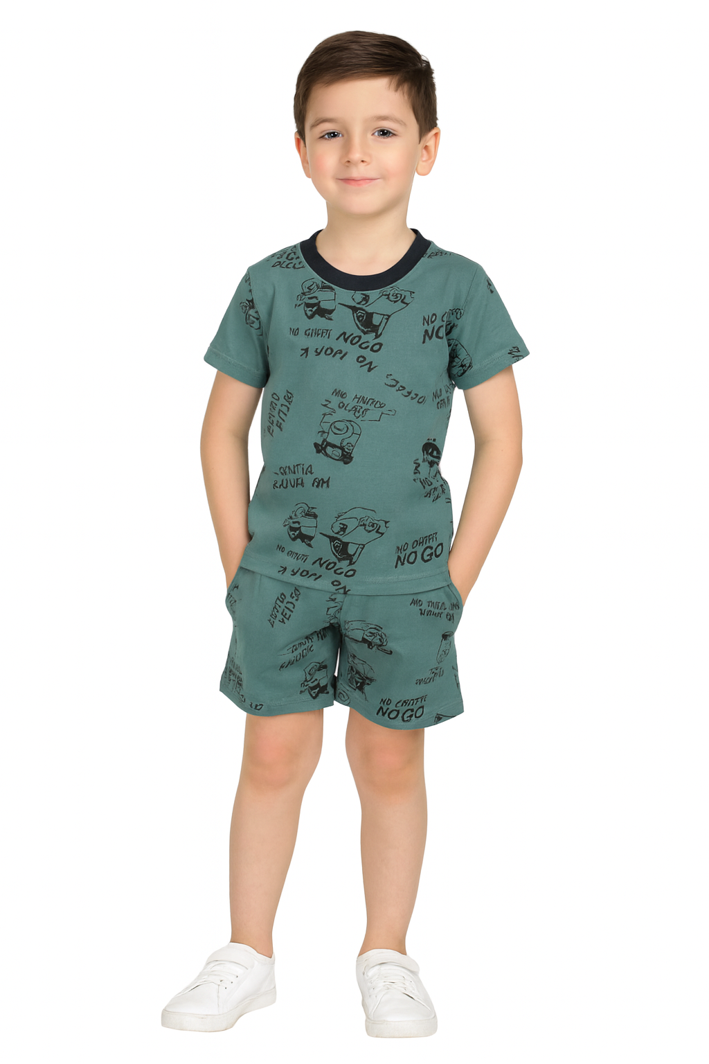 Green Minion Tshirt & Shorts Coord set