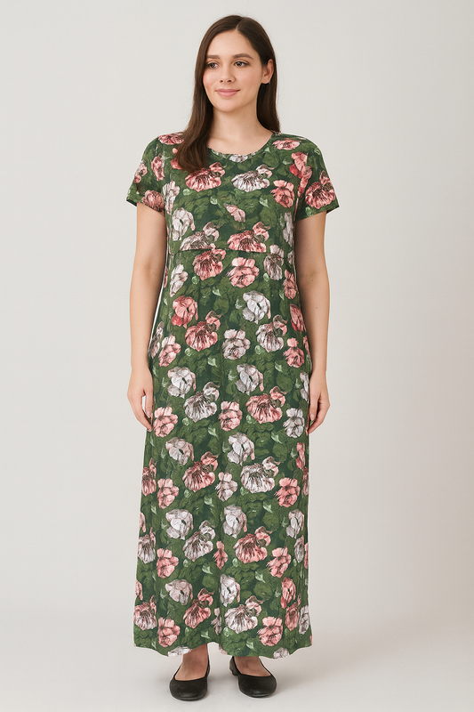 Green Floral casual maxi