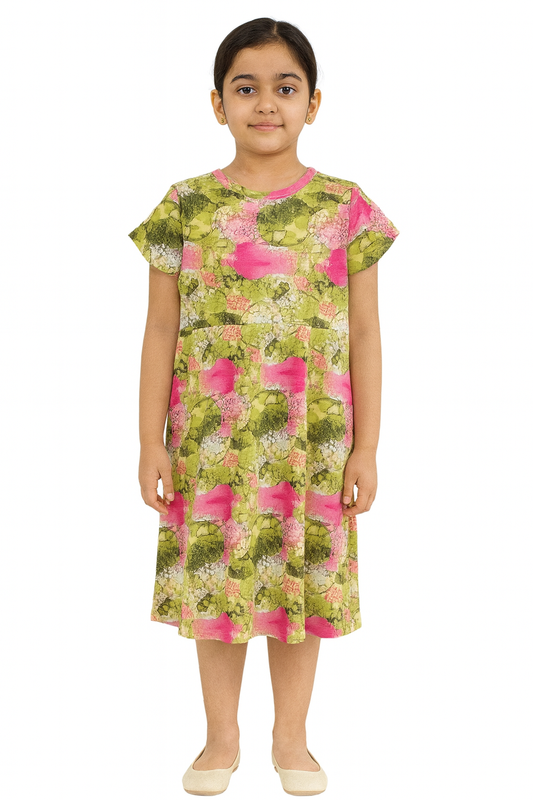 Green & Pink casual Gown