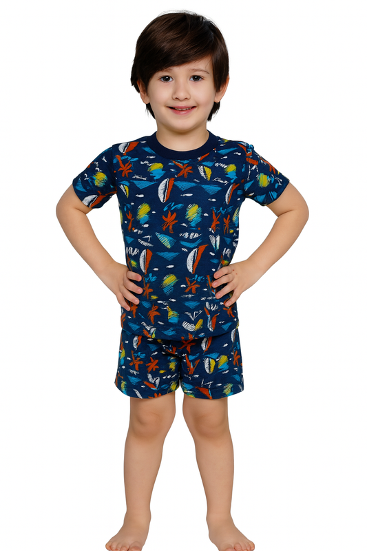Navy Sea Tshirt & Shorts Coord set