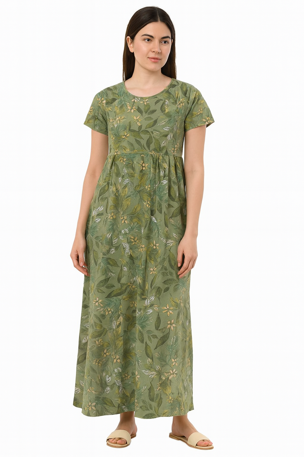 Light green floral Casual maxi