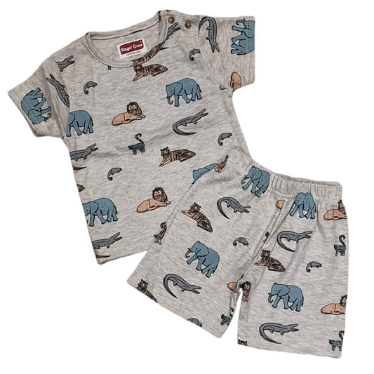 Melange animals Tshirt Shorts Coord set