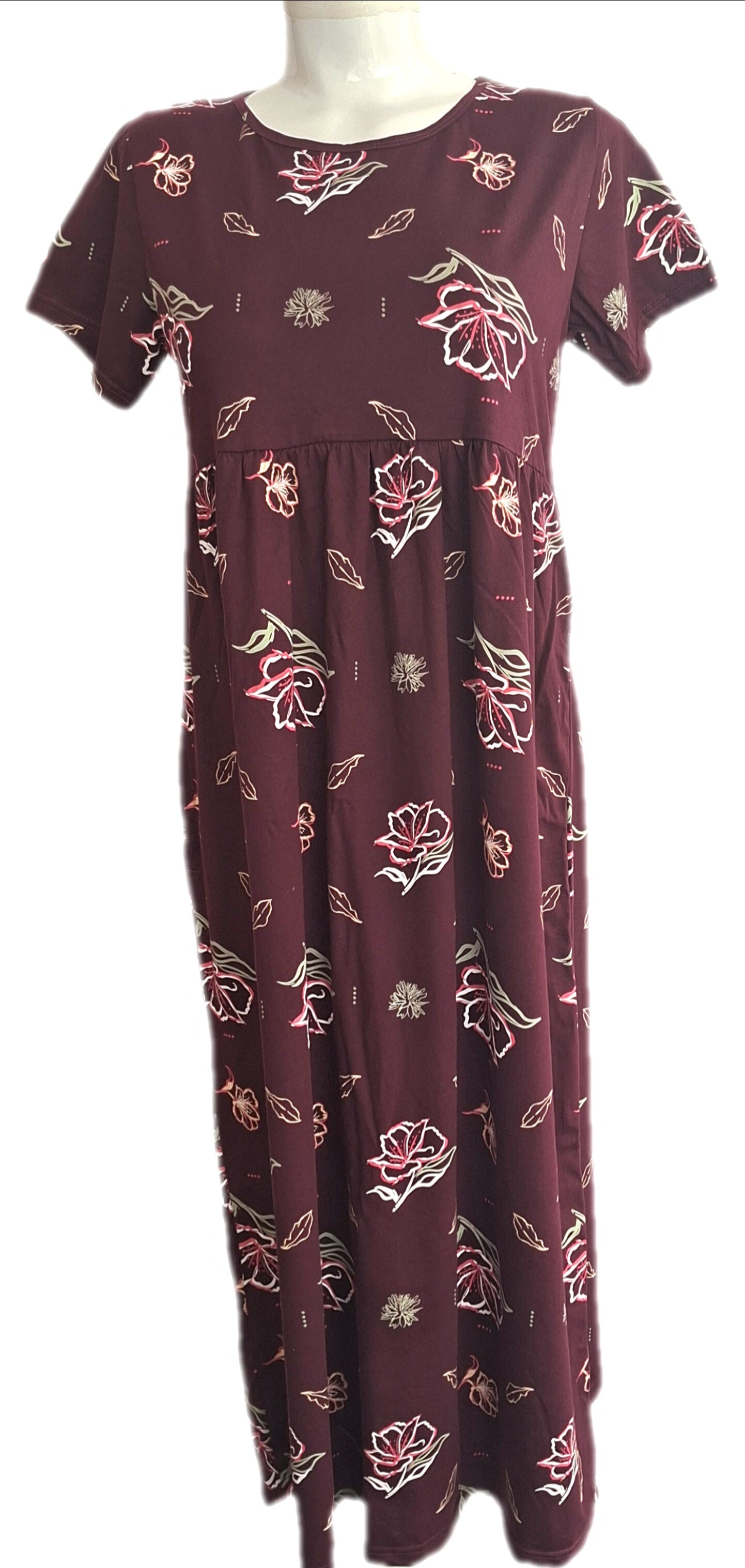Maroon Flowers Casual maxi