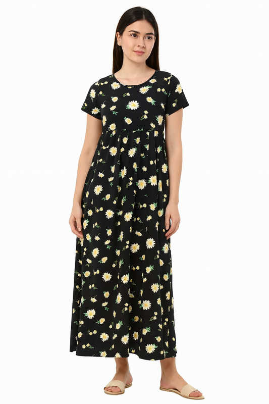 Black flowers Casual maxi