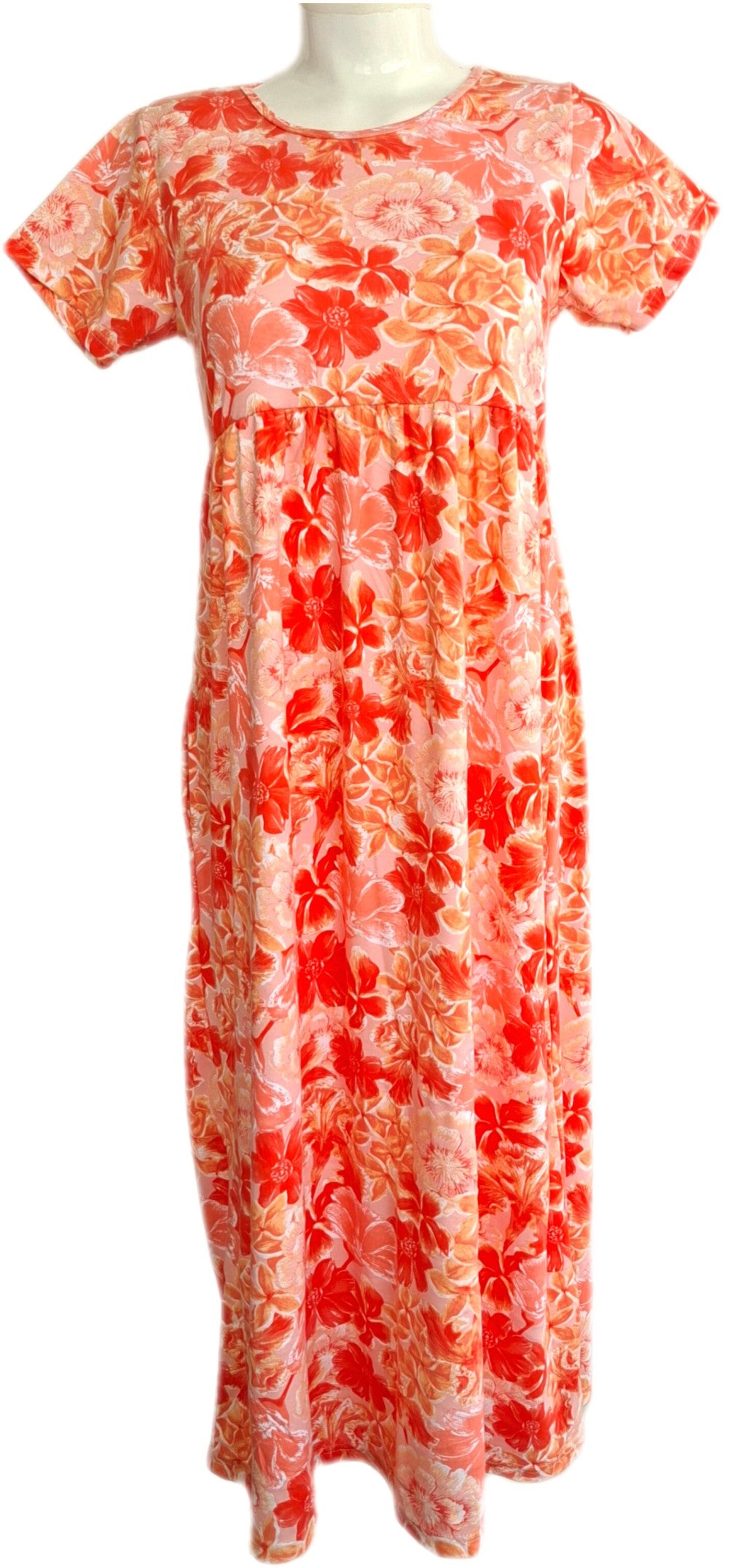 Orange Floral Casual maxi