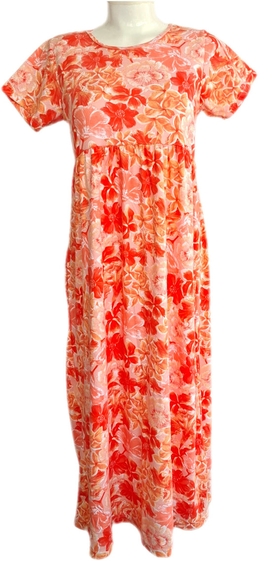 Orange Floral Casual maxi