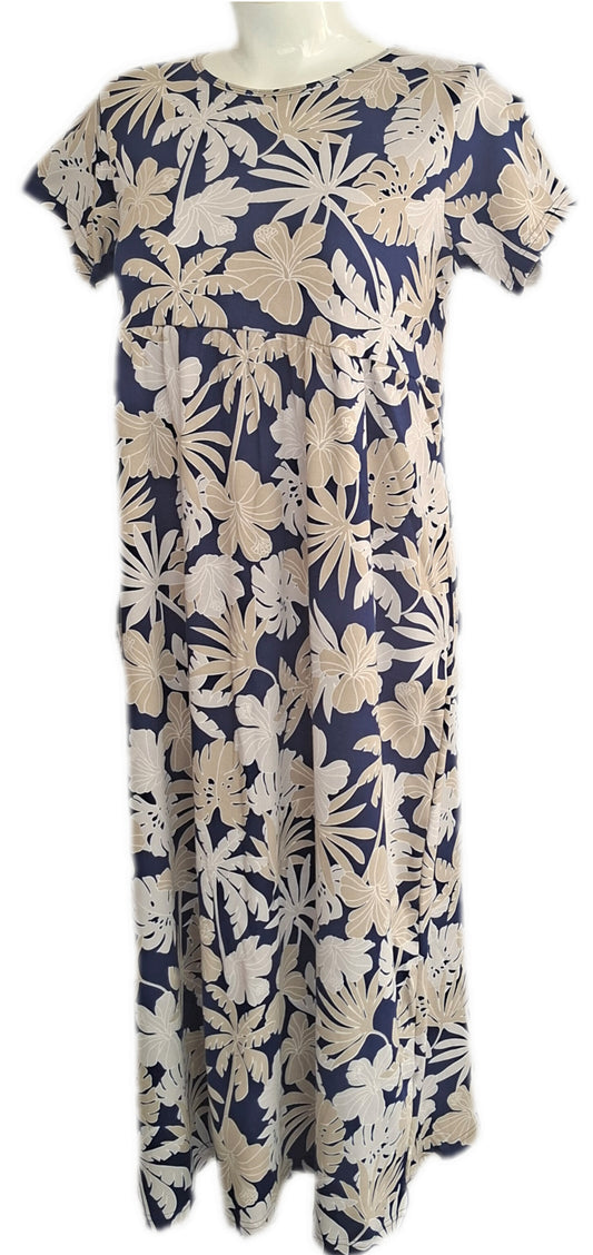 Navy Leaf Casual maxi