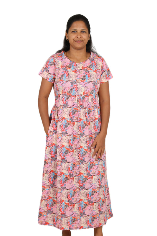 Pink leaf Casual maxi