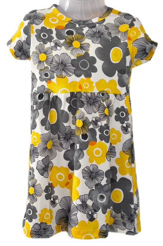Grey yellow floral casual Gown