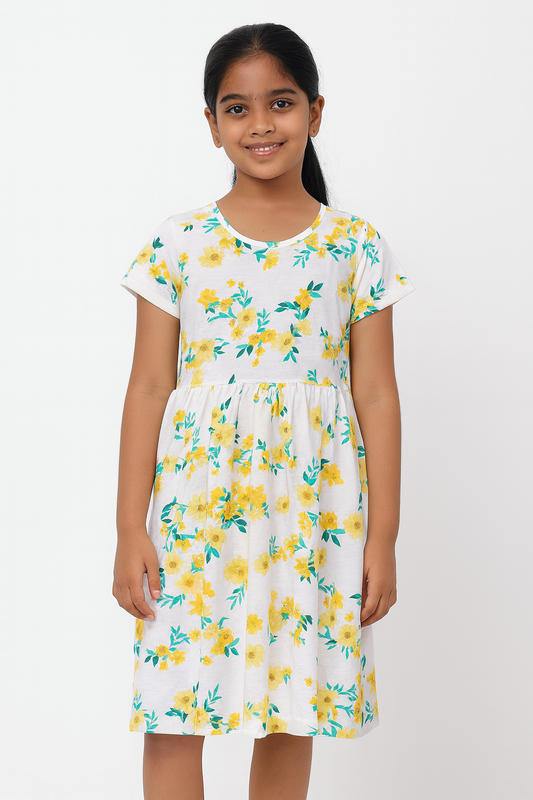 Yellow Floral Casual gown