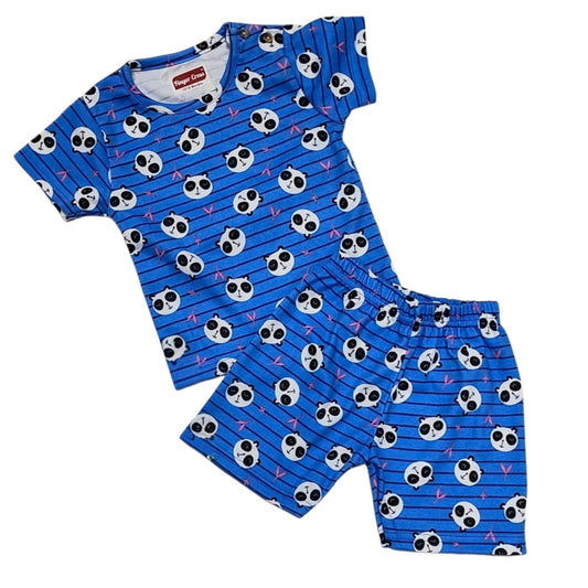 Blue panda Tshirt Shorts Coord set