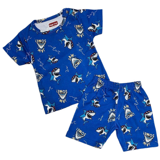 Blue shark Tshirt Shorts Coord set