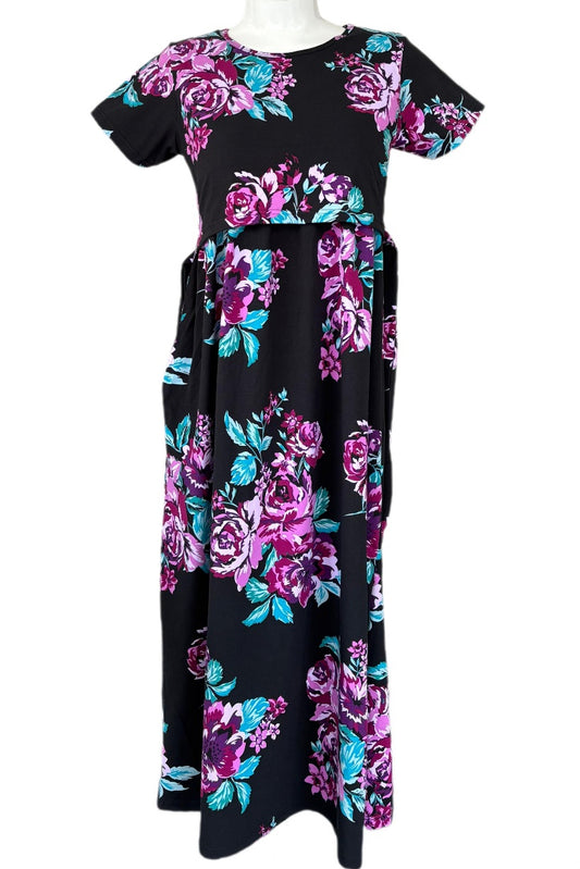 Black floral Maternity & Feeding maxi