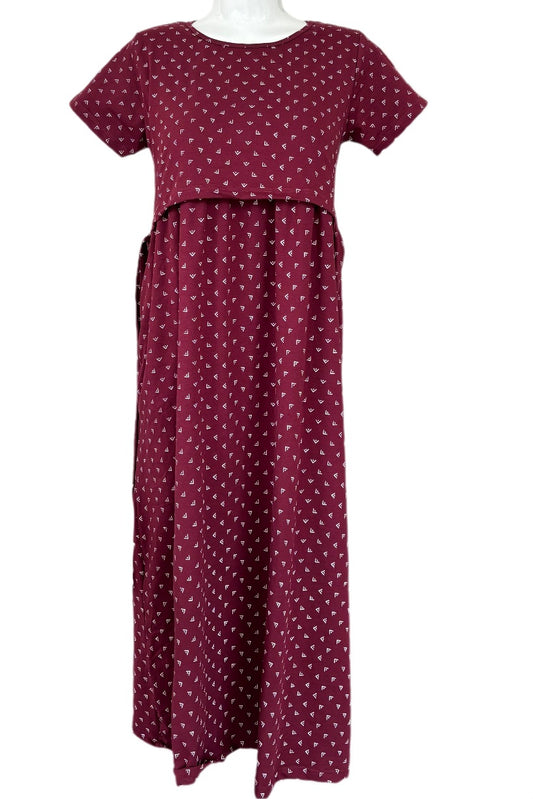 Dark maroon Maternity & Feeding maxi