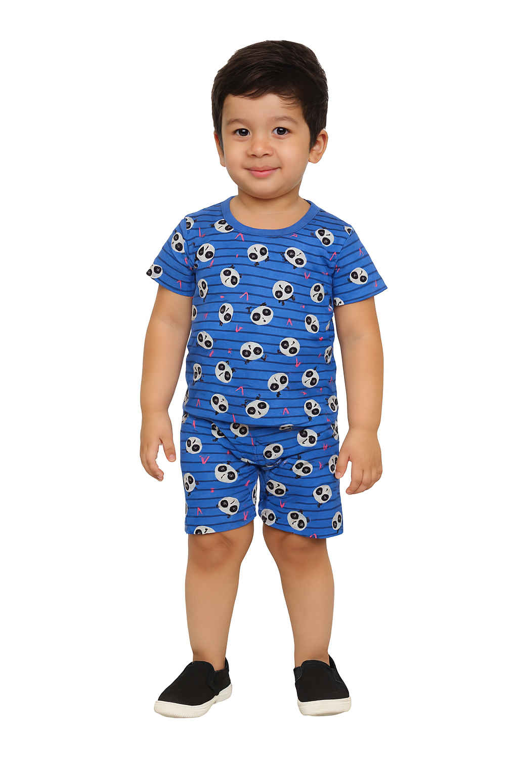 Blue panda Tshirt Shorts Coord set