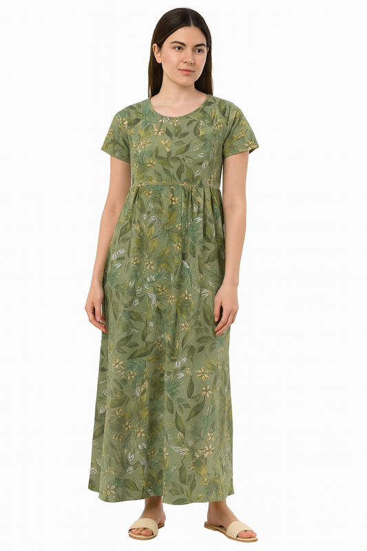 Light green floral Casual maxi
